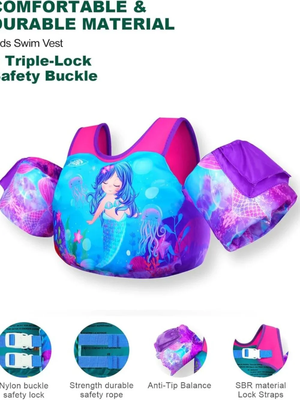 Kids Puddle Float Jumper & Swim Vest - Arm Floaties, Water Wings for Toddlers